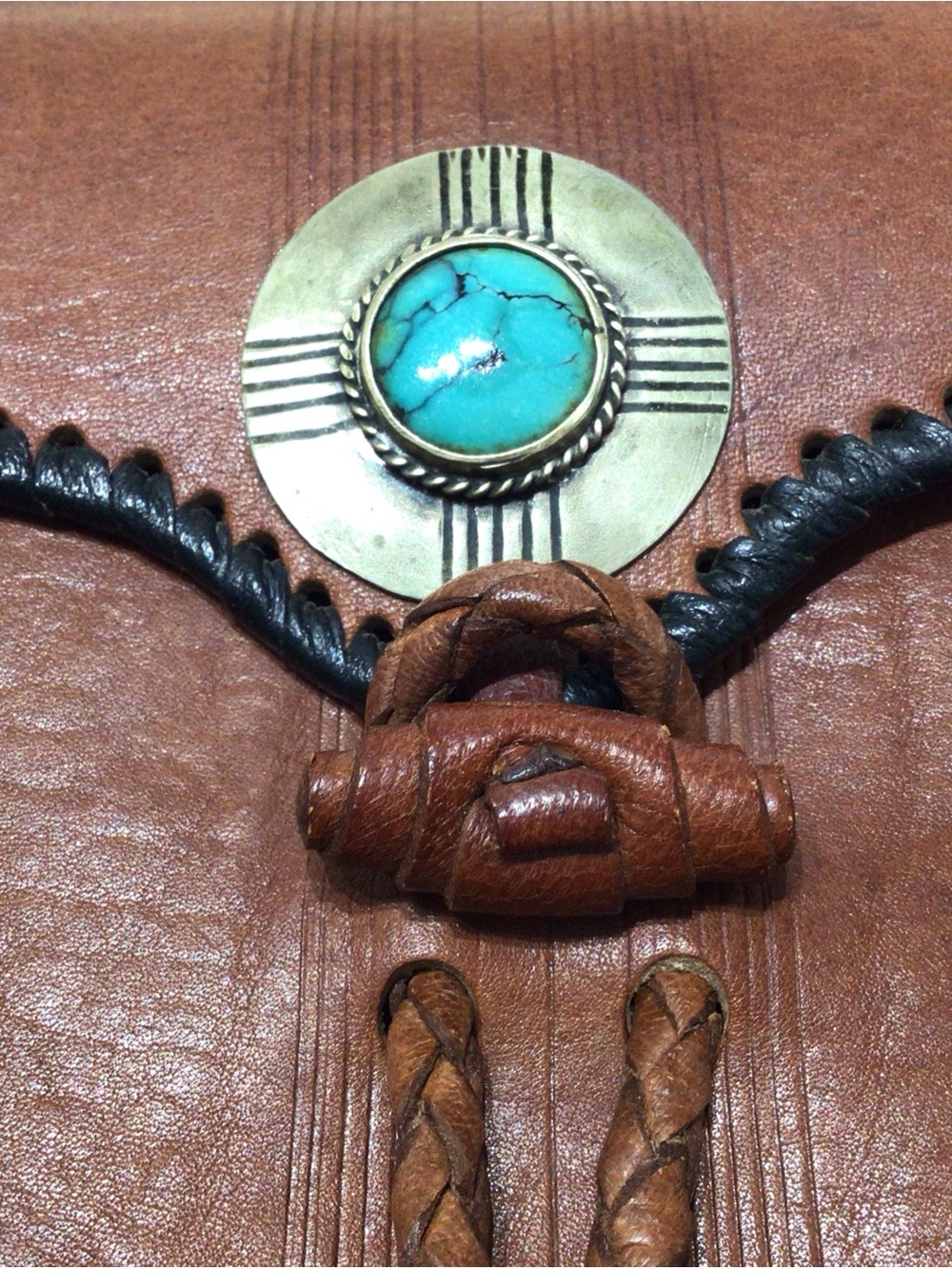 Western Belt Bag or Saddlebag -Leather, -Turquoise Stone - Picture 4 of 8